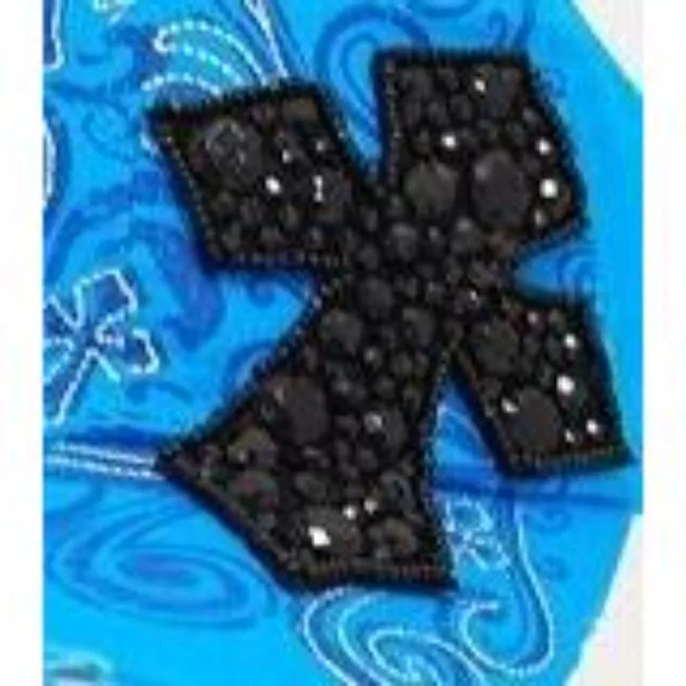 Women Blue Inspirational Cross Rhinestone Crystal Cap Hat Stud Decorative Cotton